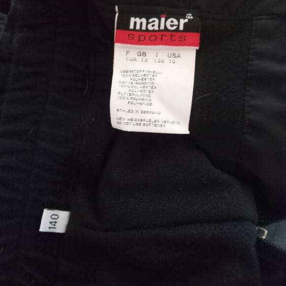MAIER Sports Ski Pants KIDS Euro 140 / US 8-10 Black Gray Suspenders Snow Board - Picture 8 of 10